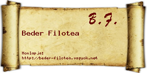 Beder Filotea névjegykártya